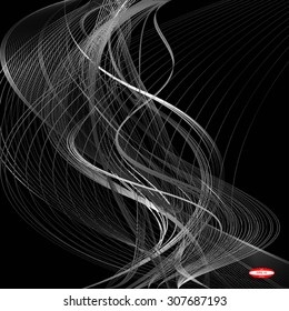 abstract white line with grey wave with gray band isolated on black background. vector illustration
