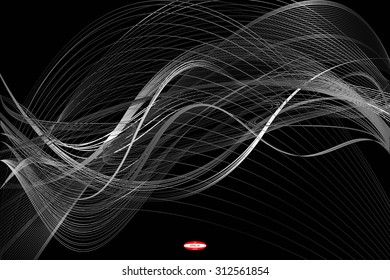abstract white line with grey wave with gray band isolated on black background. vector illustration