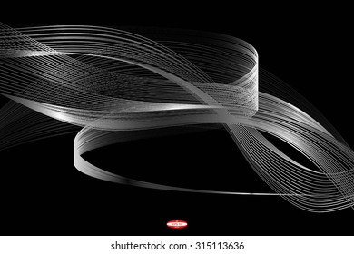 abstract white line with grey wave with gray band isolated on black background. vector illustration