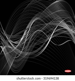 abstract white line with grey wave with gray band isolated on black background. vector illustration