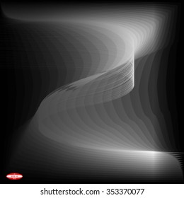 abstract white line with grey wave with gray band isolated on black background. vector illustration