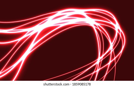 Resumen de la línea blanca de la curva de la luz del neón sobre el diseño rojo de lujo tecnología futurista ilustración vectorial de fondo.