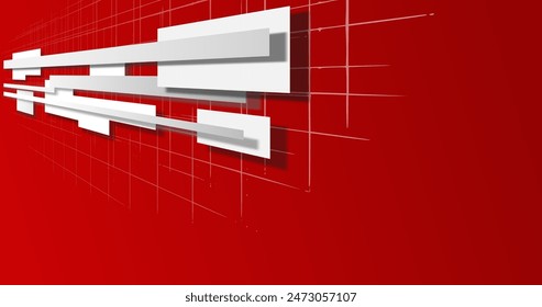 abstract white line and red background