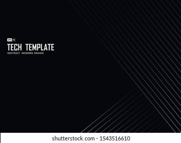 Abstract white line tech stripe on black background design template. Use for poster, artwork, ad, design. illustration vector eps10