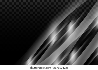 Abstract white lines and beautiful waves on a transparent background. Vector illustration. Laser light beams.