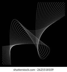 Abstract white lines creating elegant curves against a contrasting black background for design