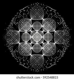 Abstract white lines into retro space travel