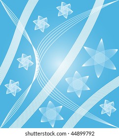 Abstract white lines on blue background - vector illustration.