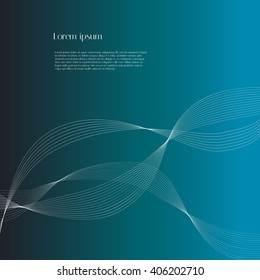 Abstract white lines on light blue background with text. Vector background for design magazines and leaflets
