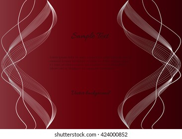Abstract white lines on red and brown background with text. Vector background for design magazines and leaflets. Mirror vertical pattern