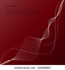 Abstract white lines on red and brown background with text. Vector background for design magazines and leaflets