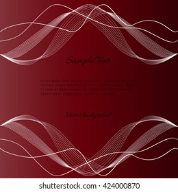 Abstract white lines on red and brown background with text. Vector background for design magazines and leaflets. Mirror horizontal pattern