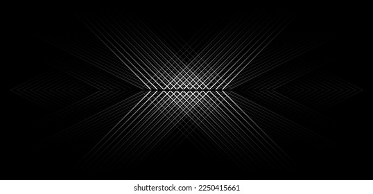 Abstract white lines pattern on black background. Elegant diagonal stripes. Modern futuristic black and white texture. Suit for cover, banner, brochure, poster, website, flyer. Vector illustration
