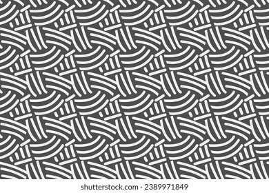 Abstract white lines, stripes, knitting on the grey background. Threads strokes. Fashionable and stylish seamless vector pattern for design  and decoration.