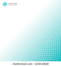 Abstract white lines wave weave on blue background with copy space. Vector illustration