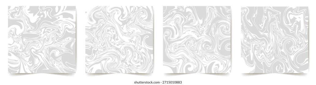Abstractas textura de fondo de mármol líquido blanco. Imágenes de textura de remolino gris oscuro. Acrílico vierte el diseño de la superficie de mármol líquido. Papel con ondas suaves y textura de pintura de arte metálico líquido de tela blanca