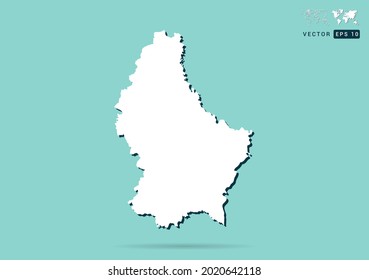 Abstract white Luxembourg map and black shadow on green background vector.