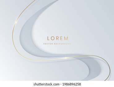 Abstract white luxury background 3d overlapping with gold lines curve. Luxury style. Vector illustration