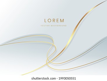 Abstract white luxury background 3d overlapping with gold lines curve. Luxury style. Vector illustration
