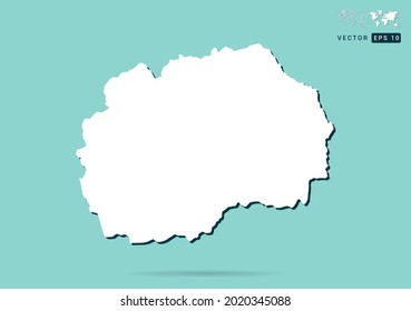 Resumen del mapa blanco de Macedonia y sombra negra en el vector de fondo verde.