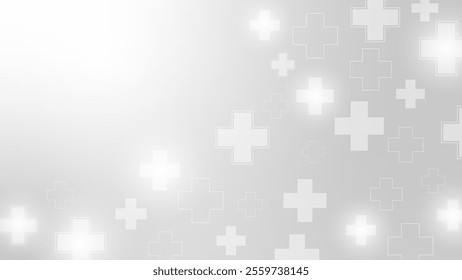 Abstract White Medical Cross On Gray Background. Vector Illustration. Wallpaper