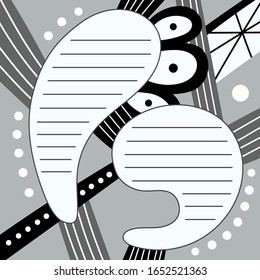 abstract white memo gray background with black and white circles