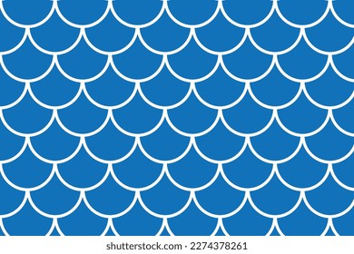 abstract white mermaid scale on blue background pattern design.