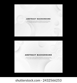 Fondo moderno blanco abstracto en estilo neomorfista. Formas de círculo y polígono 3d mínimo para la cubierta, papel pintado, página de destino.