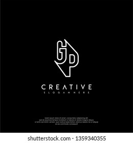 abstract white modern lines GP logo letter design concept