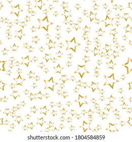 Abstract white modern seamless pattern with gold stars. Vector illustration. Shiny background. Texture of gold foil.