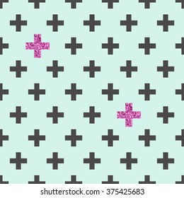 Abstract white modern Seamless pattern with bright sparkling glitter hearts. Vector illustration.