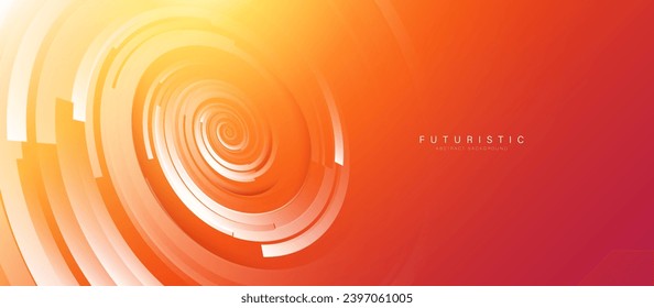Resumen cuadrado giratorio moderno blanco en forma de círculo sobre un fondo naranja y amarillo. Fondo de concepto futurista. Diseño vectorial de banners