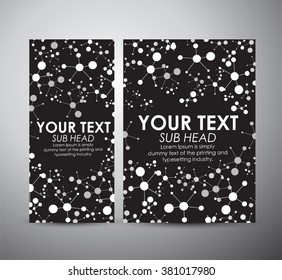 Abstract white Molecule on black background. Graphics resources design template. Vector illustration
