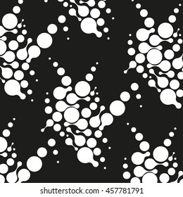 abstract white molecules on a black background.