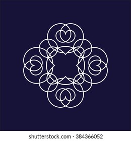 Abstract white monogram on dark background. eps10