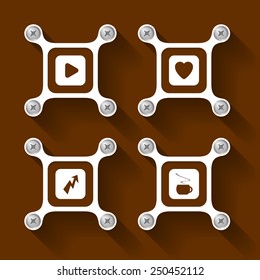 abstract white objects and screws and symbols