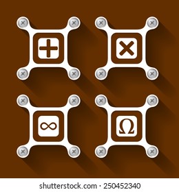 abstract white objects and screws and symbols