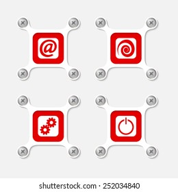 abstract white objects and screws and symbols