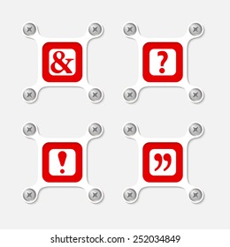 abstract white objects and screws and symbols