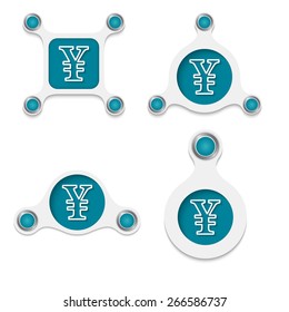 abstract white objects and simple yen symbol