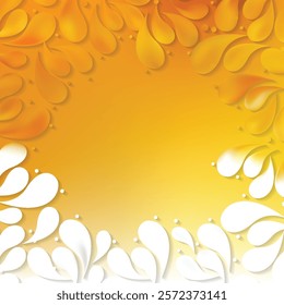 Abstract White Orange Arc Drops Background Template
