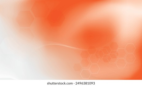 Abstractas color blanco y naranja, fondo de diseño moderno con forma hexagonal y líneas onduladas. Ilustración vectorial.