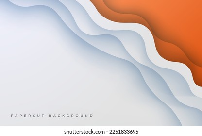 abstract white orange diagonal shape light and shadow wavy papercut background. eps10 vector