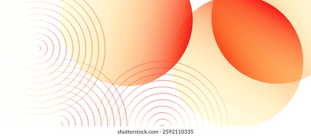 Abstract white and orange gradian background with black circle rings. Digital future technology concept. vector illustration.