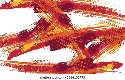 Abstract White and Orange Grunge Background with and Halftone Style. Brush Stroke Illustration for Banner, Poster, or Sports. Scratch and Texture Elements For Design