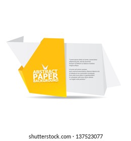 Abstract white and orange paper origami background. Vector origami Speech bubble. Vector abstract origami background for website or cover design. Orange stylish brochure for text and advertising.