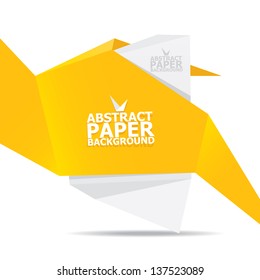 Abstract white and orange paper origami background. Vector origami Speech bubble. Vector abstract origami background for website or cover design. Orange stylish brochure for text and advertising.