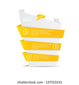 Abstract white and orange paper origami background. Vector origami Speech bubble. Vector abstract origami background for website or cover design. Orange stylish brochure for text and advertising.