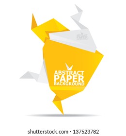 Abstract white and orange paper origami background. Vector origami Speech bubble. Vector abstract origami background for website or cover design. Orange stylish brochure for text and advertising.