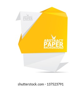 Abstract white and orange paper origami background. Vector origami Speech bubble. Vector abstract origami background for website or cover design. Orange stylish brochure for text and advertising.